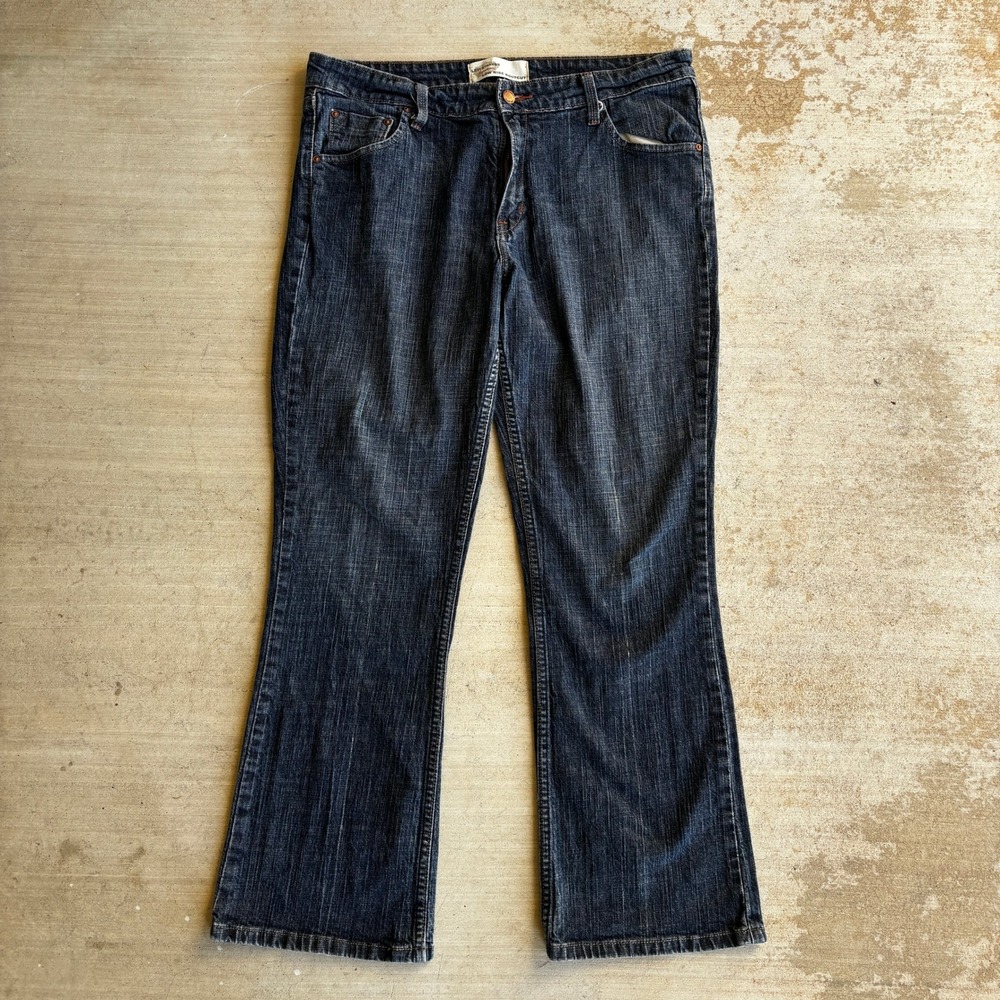Levi Strauss Signature Women Low Rise Bootcut Jeans Dark Wash Size 14 Short Y2K